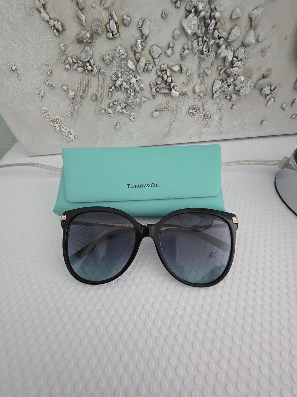 Tiffany & Co. Black Frame Sunglasses with Blue Gradient Lenses